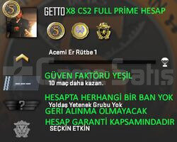 CS2 FULL Prime 3 Madalya | Yeşil Faktör + Garanti