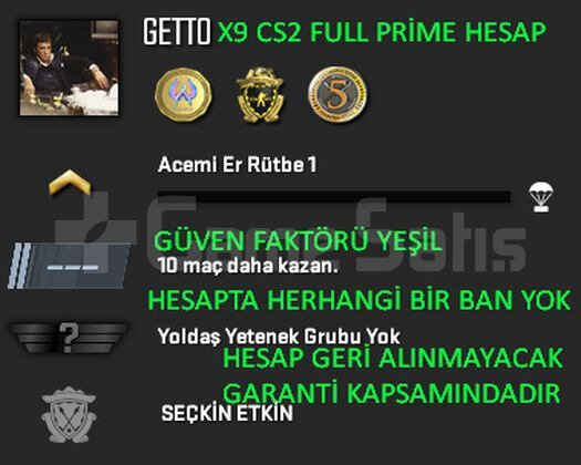 CS2 FULL Prime 3 Madalya | Yeşil Faktör + Garanti