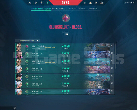 TEMİZ IMMORTAL HESAP yüksek mmr