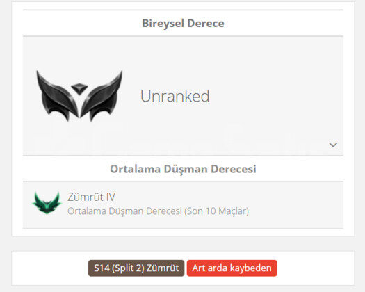 GEÇEN SEZON ZÜMRÜT / DERECELİ HAZIR / EUW