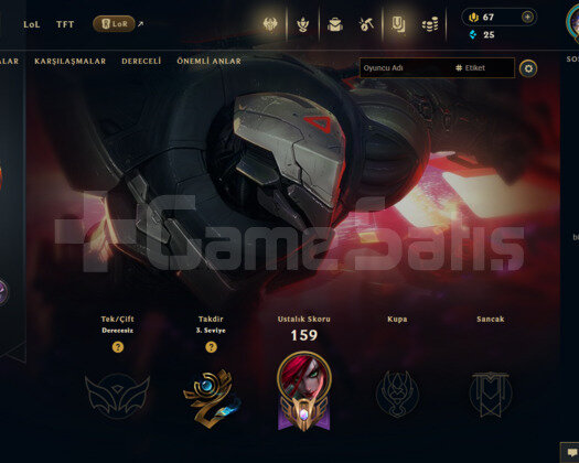 EUW 25 SKİN UNRANKED HESAP - LOL