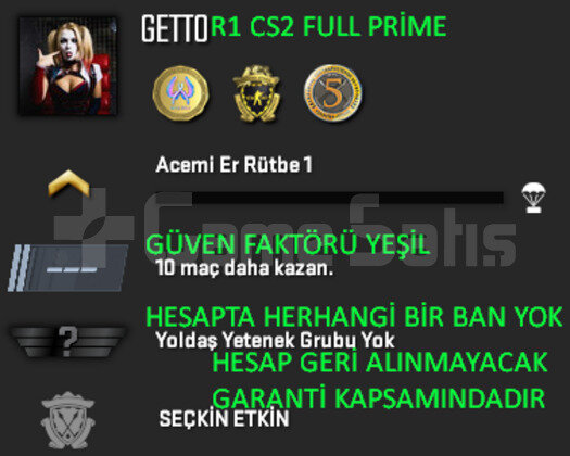 CS2 FULL Prime 3 Madalya | Yeşil Faktör + Garanti