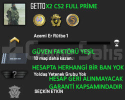 CS2 FULL Prime 3 Madalya | Yeşil Faktör + Garanti