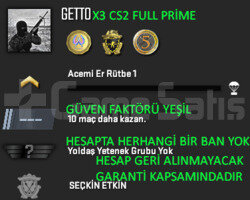 CS2 FULL Prime 3 Madalya | Yeşil Faktör + Garanti