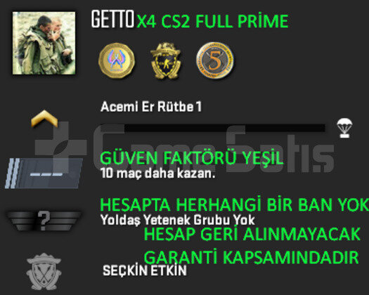 CS2 FULL Prime 3 Madalya | Yeşil Faktör + Garanti