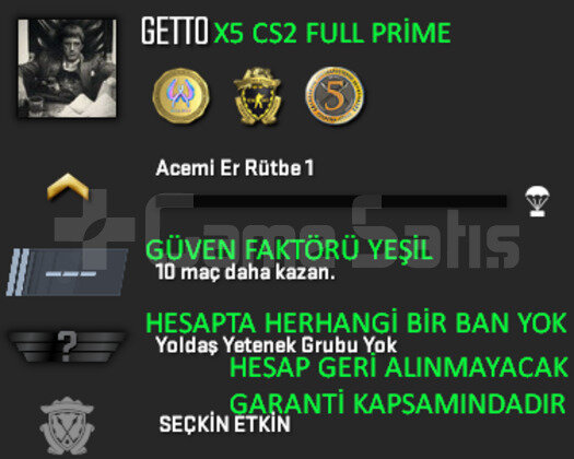 CS2 FULL Prime 3 Madalya | Yeşil Faktör + Garanti