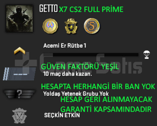 CS2 FULL Prime 3 Madalya | Yeşil Faktör + Garanti