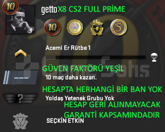 CS2 FULL Prime 4 Madalya | Yeşil Faktör + Garanti