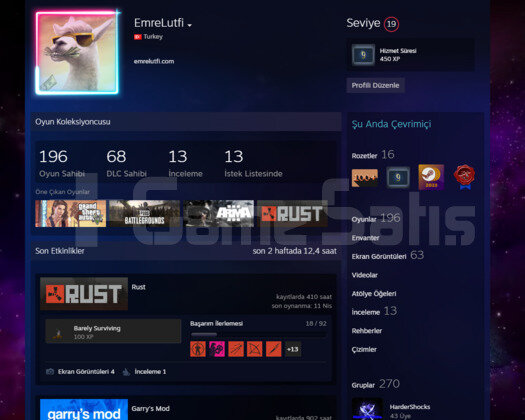 VIP 9 yıllık emek verilmiş 200 oyunlu steam hesabı