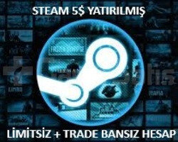 STEAM 5 YATIRILMIŞ LİMİTSİZ + TRADE BANSIZ HESAP