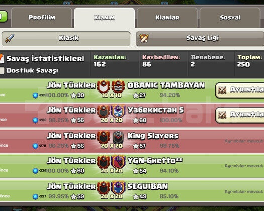 GÜZEL İSİMLİ USTA 3 LİGİNDE 16 LV KLAN.