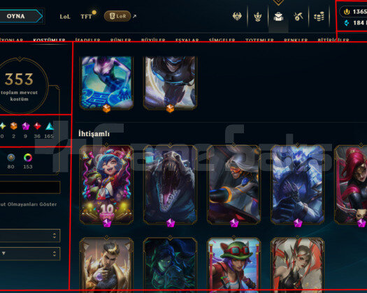 775 LEVEL/353 SKIN/1365 RP/9 M/FULL HERO/+MAIL+TEL