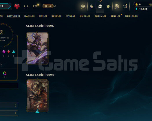 TR Geçen Sezon Zümrüt | 2 Kostüm - 18K Mö | LoL