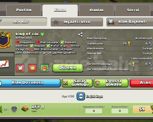 19 LEVEL KLAN HARİKA İSİM ACİL SATILIK