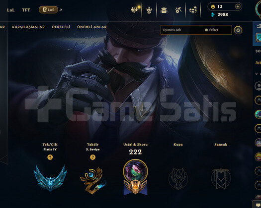 EFSANE SORUNSUZ TR PLAT YÜKSEK MMR GÜZEL SKİNLİ