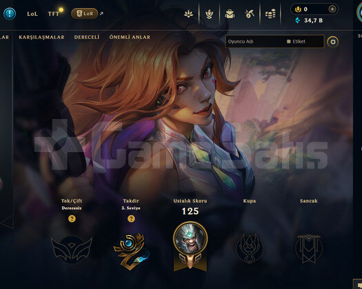 EUW Unranked | 1 Kostüm - 34K Mö | LoL Hesap