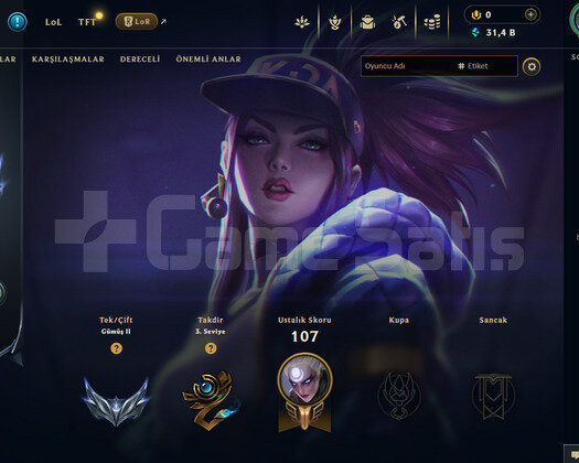 EUW Silver 2 | 1 Kostüm - 31K Mö | LoL Hesap