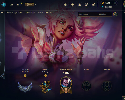 EUW Silver 4 | 1820 Rp - 2 Kostüm | LoL Hesap