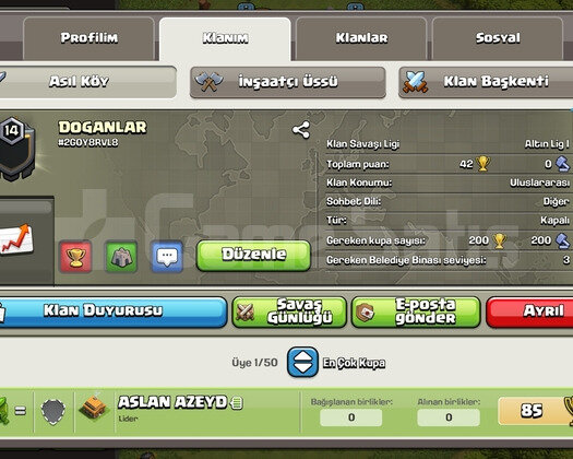 14 LEVEL HARİKA İSİMLİ KLAN ANINDA TESLİM
