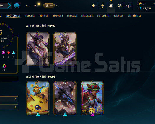 EUW Silver 3 | 5 Kostüm - 45K Mö | LoL Hesap