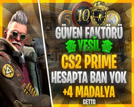 CS2 FULL Prime 4 Madalya | Yeşil Faktör + Garanti