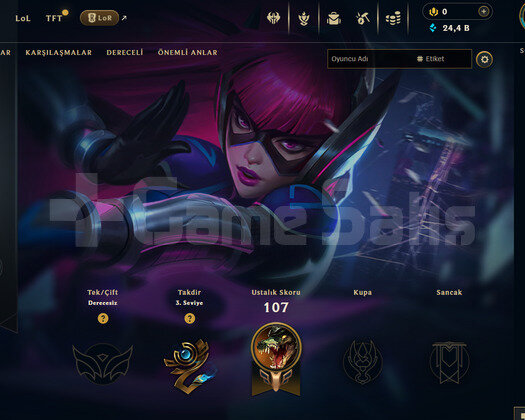 EUW Unranked | 2 Kostüm - 24K Mö | LoL Hesap