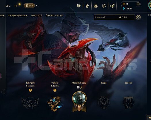 EUW Unranked | 1 Kostüm - 19K Mö | LoL Hesap
