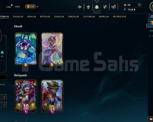 TFT ZÜMRÜT + 232 SKİN FULL LOL HESABI