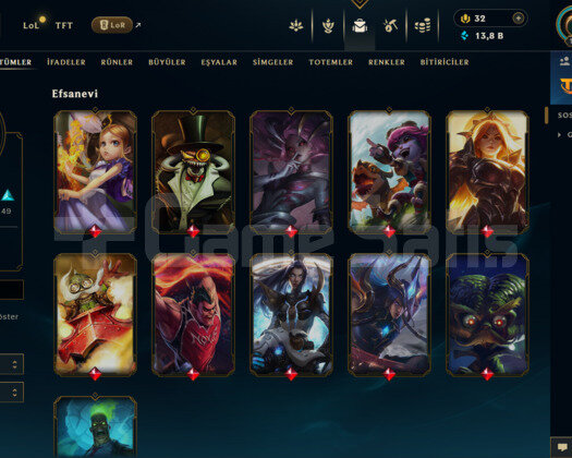TFT ZÜMRÜT + 232 SKİN FULL LOL HESABI