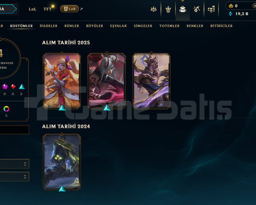 TR Gold 4 | 4 Kostüm - 19K Mö | LoL Hesap