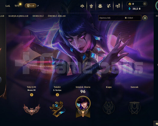 EUW Bronz 3 | 1 Kostüm - 38K Mö | LoL Hesap