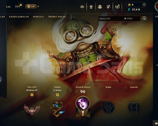 EUW Bronz 4 | 1 Kostüm - 37K Mö | LoL Hesap