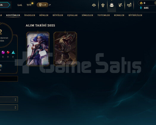 TR Esnek Gold 2 | 2 Kostüm - 50 Hero | LoL Hesap