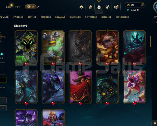 EUW | 89 SKİN | UNRANKED | 93K Mavi ÖZ