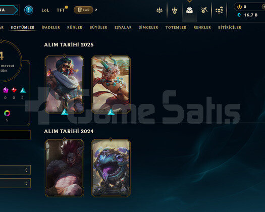 TR Plat 3 | 4 Kostüm - 16K Mö | LoL Hesap
