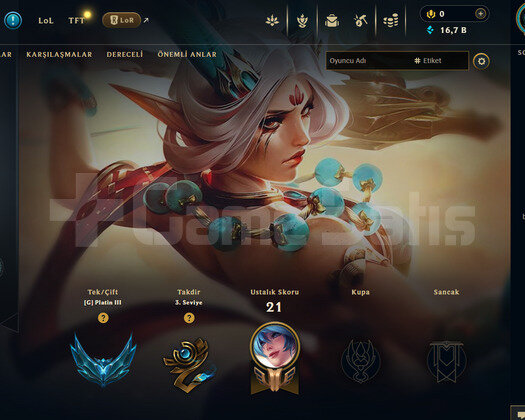 TR Plat 3 | 4 Kostüm - 16K Mö | LoL Hesap
