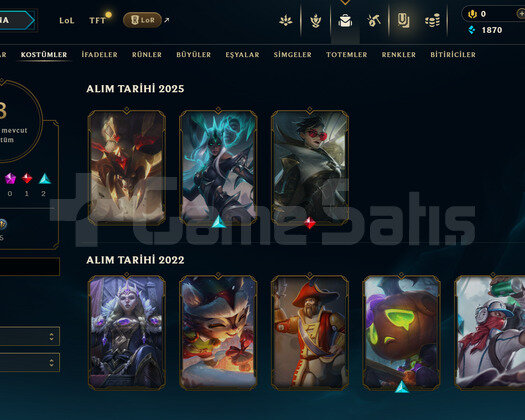 TR Unranked | 8 Kostüm - 32 Hero | LoL Hesap