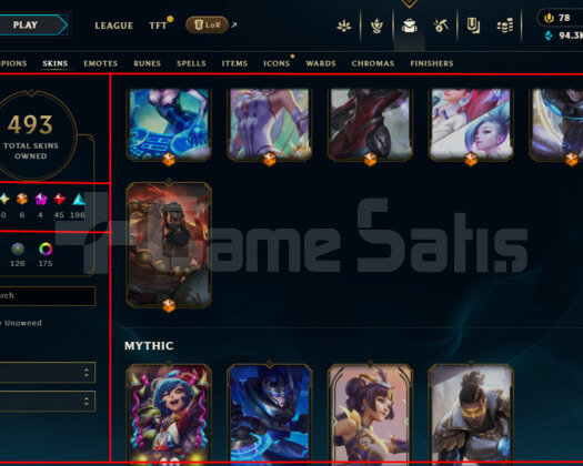 586 LEVEL / 493 SKIN / FULL HERO / +MAIL /KING RAM