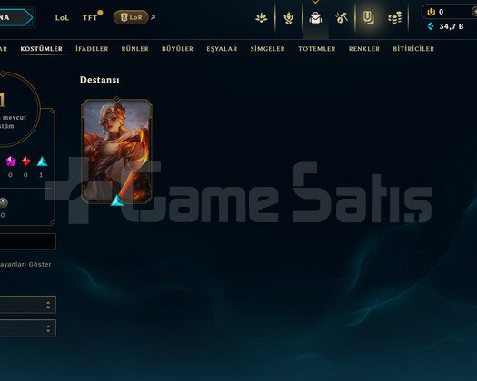 TR Gold 1 | 1 Kostüm - 34K Mö | LoL Hesap