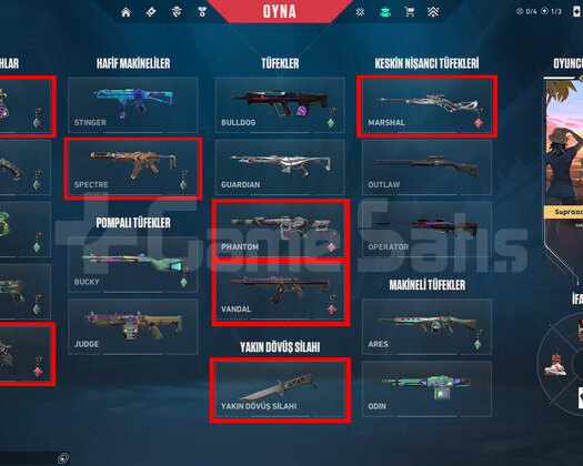 9 VANDAL//5 PHANTOM//4 BIÇAK//FULL+FULL/MAİNLİK AC