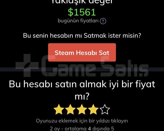 1600 DOLARLIK STEAM HESABI