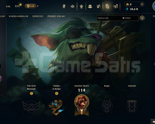 EUW Unranked | 4 Kostüm - 38K Mö | LoL Hesap
