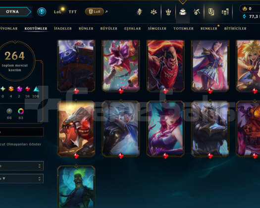 465 LEVEL / 264 SKİN / FUL HERO +MAİL +7800 SATIŞ