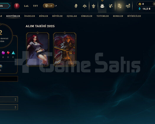 TR Unranked | 2 Kostüm - 16K Mö | LoL Hesap