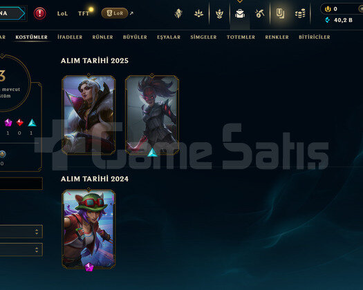 TR Unranked | 3 Kostüm - 40K Mö | LoL Hesap