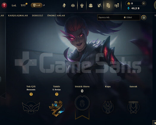 TR Unranked | 3 Kostüm - 40K Mö | LoL Hesap