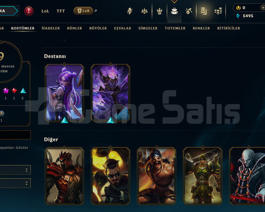 TR Unranked | 9 Kostüm - 27 Hero | LoL Hesap