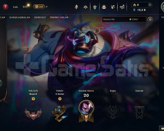 EUW Bronz 2 | 3 Kostüm - 12K Mö | LoL Hesap