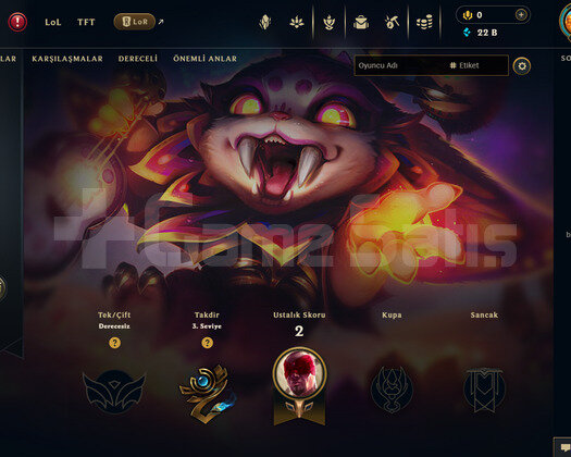 EUW Unranked | 1 Kostüm - 22K Mö | Dereceli Hazır