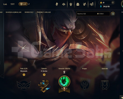 EUW Unranked | 1 Kostüm - 34K Mö | Dereceli Hazır